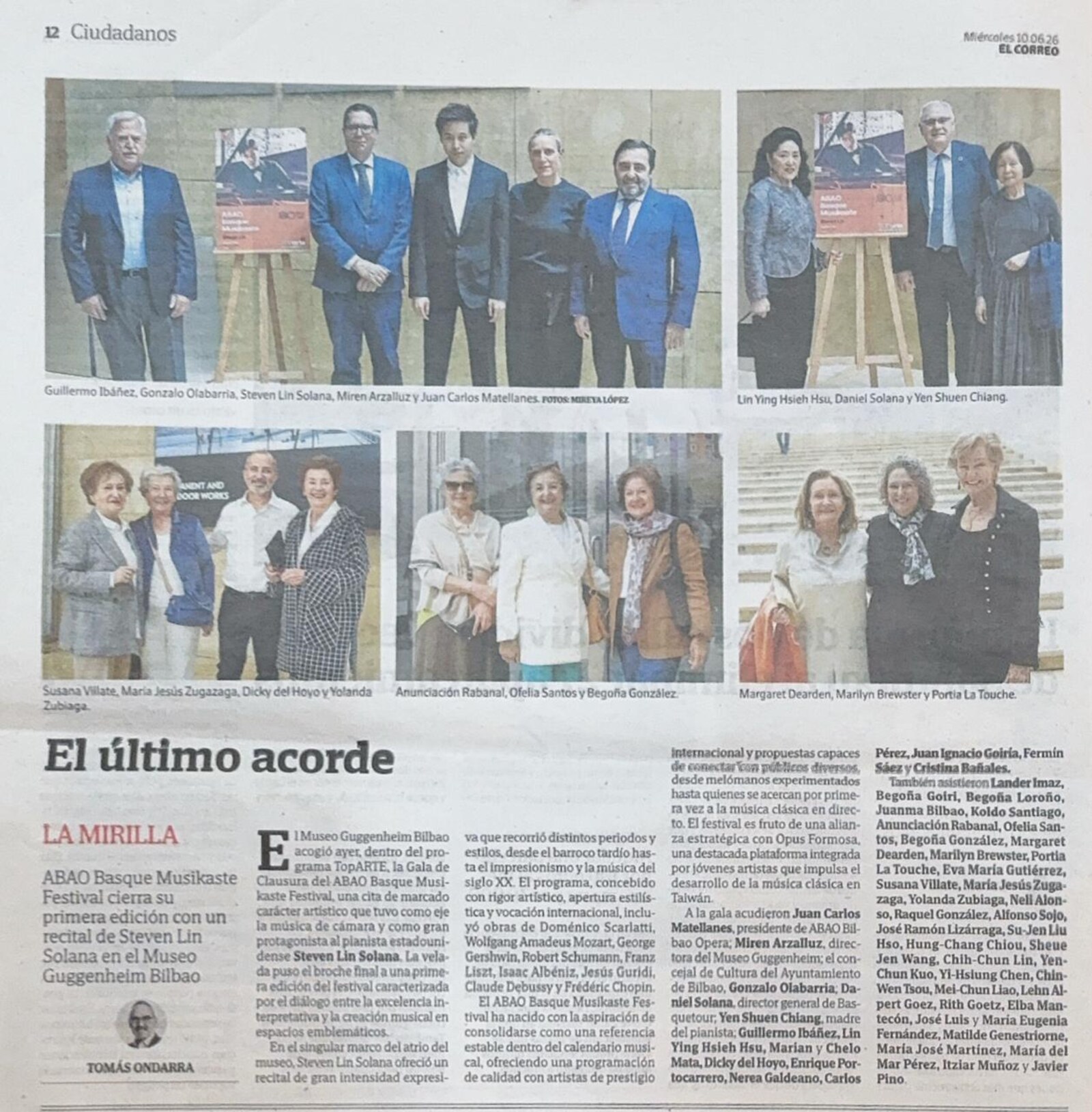 El Correo coverage of the ABAO Basque Musikaste closing gala